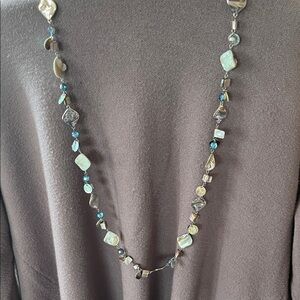 Lia Sophia Blue and Cream Beaded Necklace